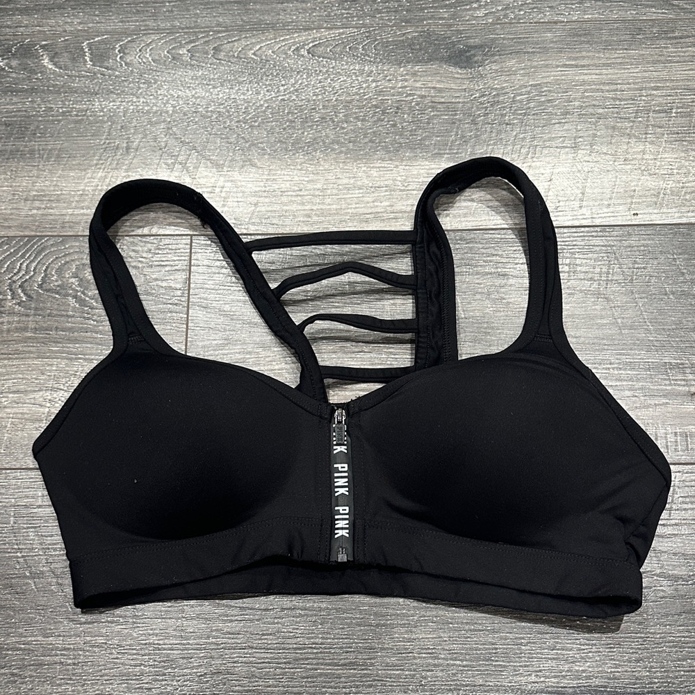 PINK Victoria's Secret Black Strappy Sports Bra